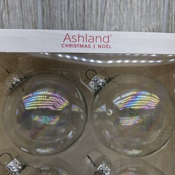 Ashland Christmas Glass Ornament Set 2.5" Iridescent DIY Craft Balls 8 Piece New - Picture 2 of 7